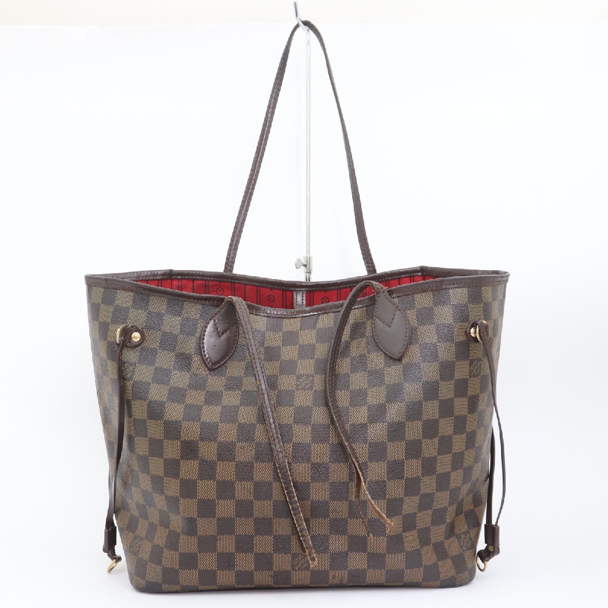 b0110 即決 本物 LOUIS VUITTON ルイ ヴィトン トート バッグ ダミエ N51105 ネヴァーフルMM レザー ブラウン レディース メンズ LOUIS 本物 ダミエ - キャリーオール 公式