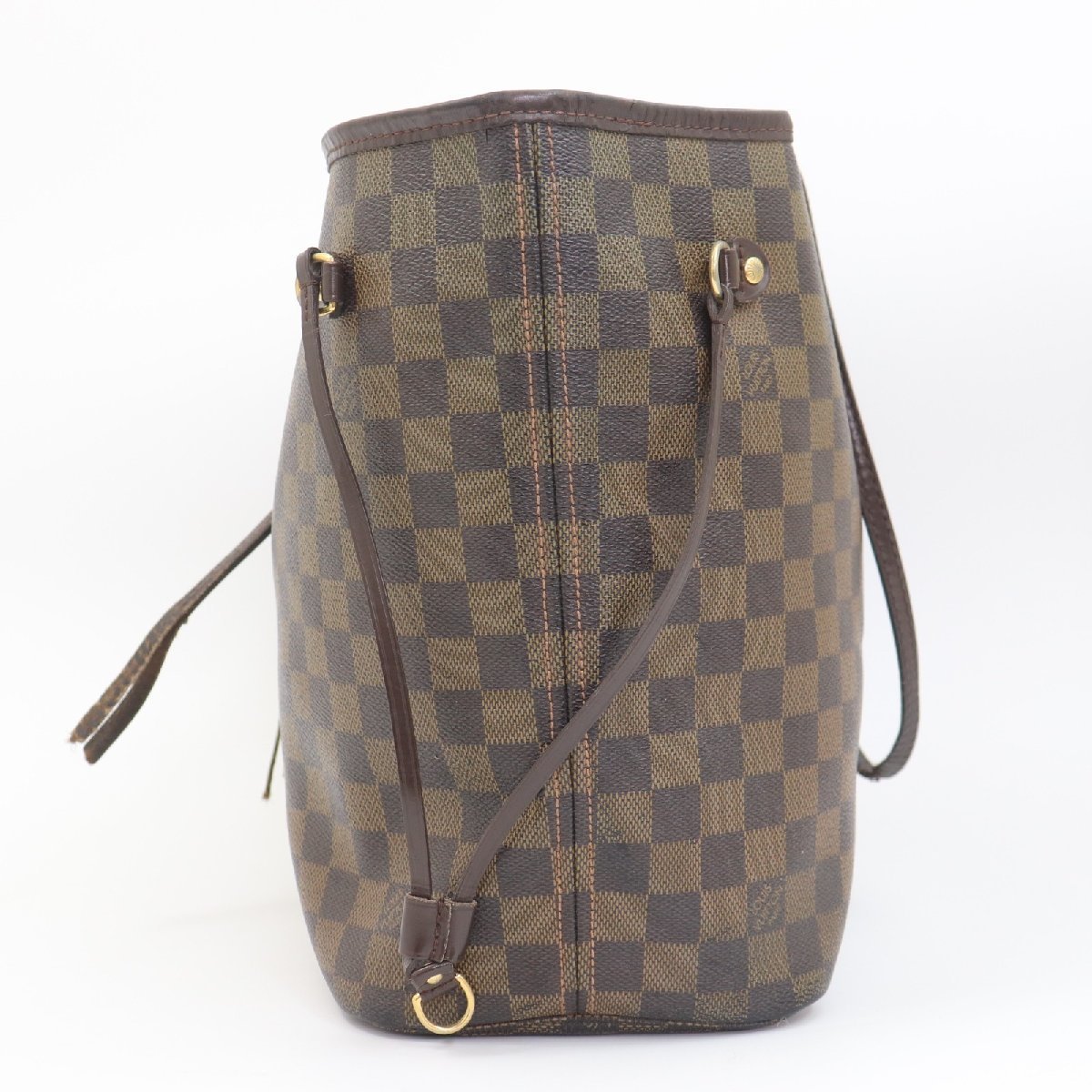 b0110 即決 本物 LOUIS VUITTON ルイ ヴィトン トート バッグ ダミエ N51105 ネヴァーフルMM レザー ブラウン レディース メンズ LOUIS 本物 ダミエ - キャリーオール 公式