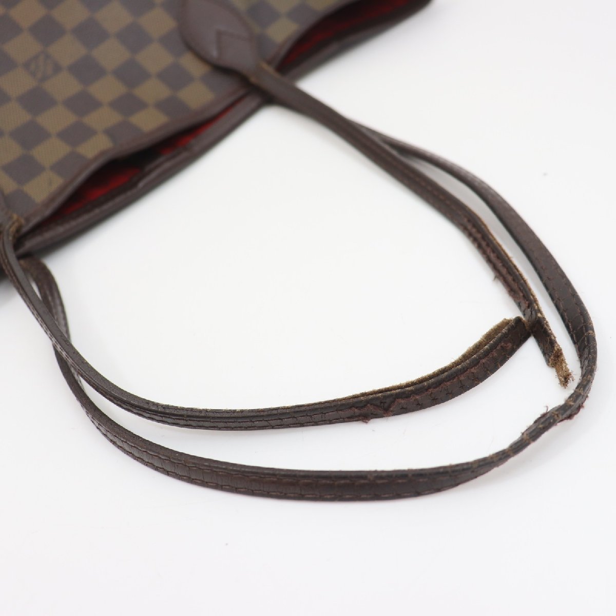 b0110 即決 本物 LOUIS VUITTON ルイ ヴィトン トート バッグ ダミエ N51105 ネヴァーフルMM レザー ブラウン レディース メンズ LOUIS 本物 ダミエ - キャリーオール 公式