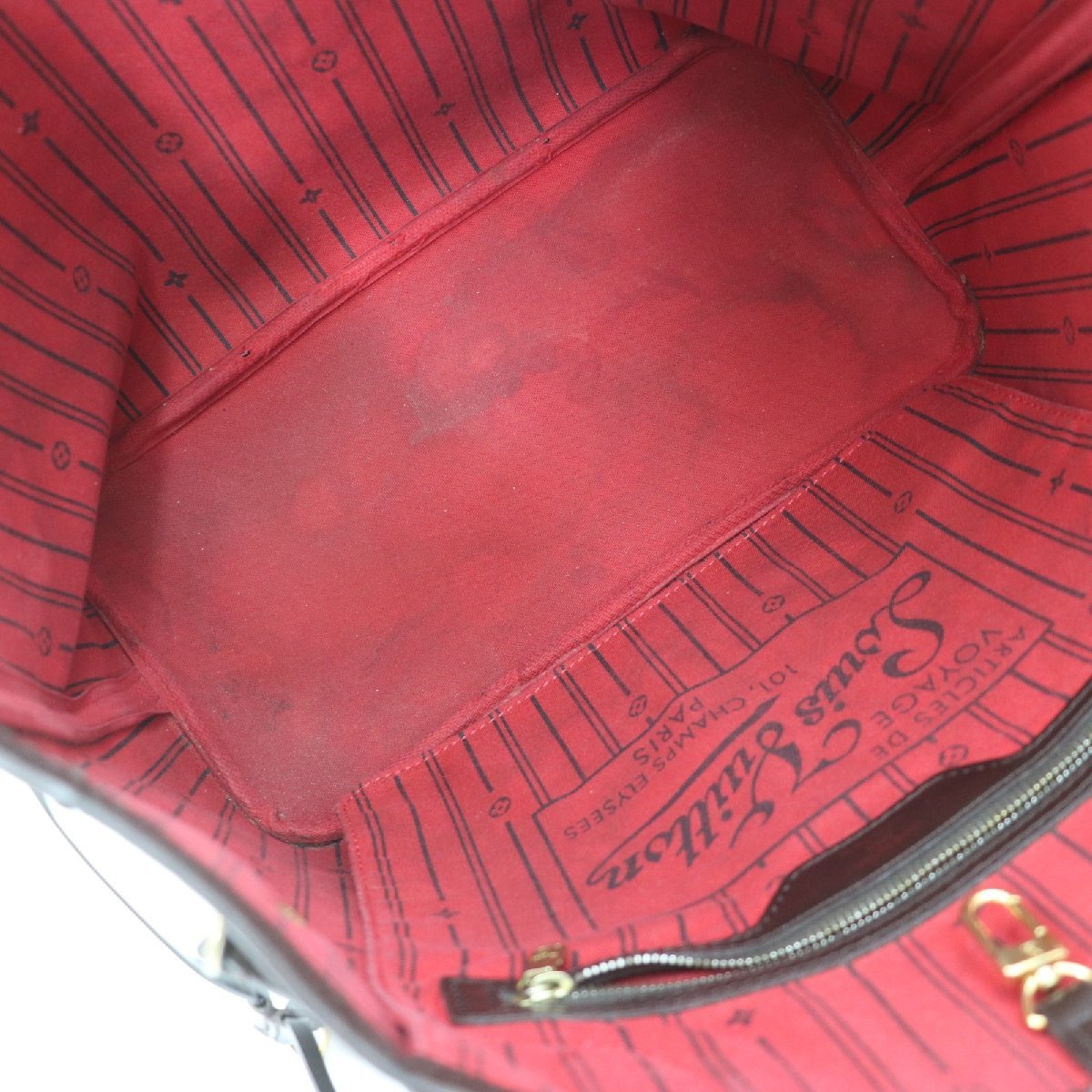 b0110 即決 本物 LOUIS VUITTON ルイ ヴィトン トート バッグ ダミエ N51105 ネヴァーフルMM レザー ブラウン レディース メンズ LOUIS 本物 ダミエ - キャリーオール 公式