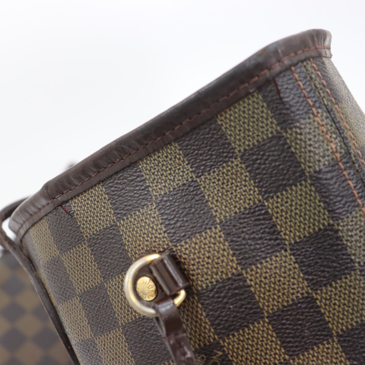 b0110 即決 本物 LOUIS VUITTON ルイ ヴィトン トート バッグ ダミエ N51105 ネヴァーフルMM レザー ブラウン レディース メンズ LOUIS 本物 ダミエ - キャリーオール 公式