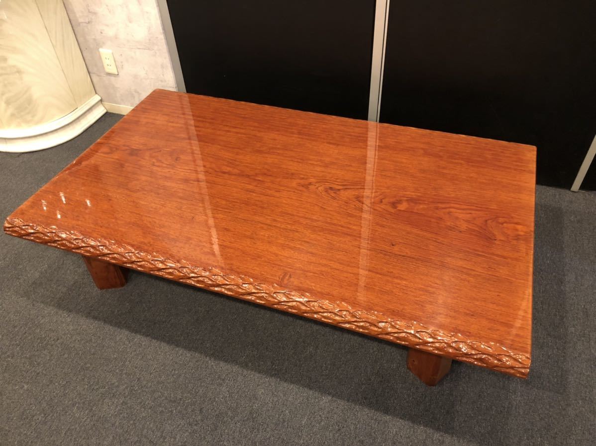 希少 上級品 ブビンガ 天然木 一枚板 極上木目 座卓 座敷机 ロー 