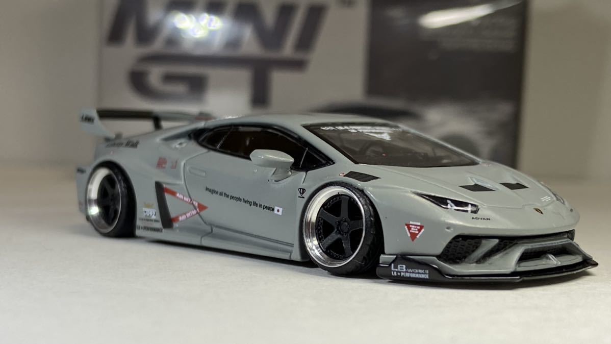 miniGT 1/64 LB シルバーホイール① 深リム カスタム品 1/64 改 LB works lamborghini Huracan 車高単 アルミ製 深リム