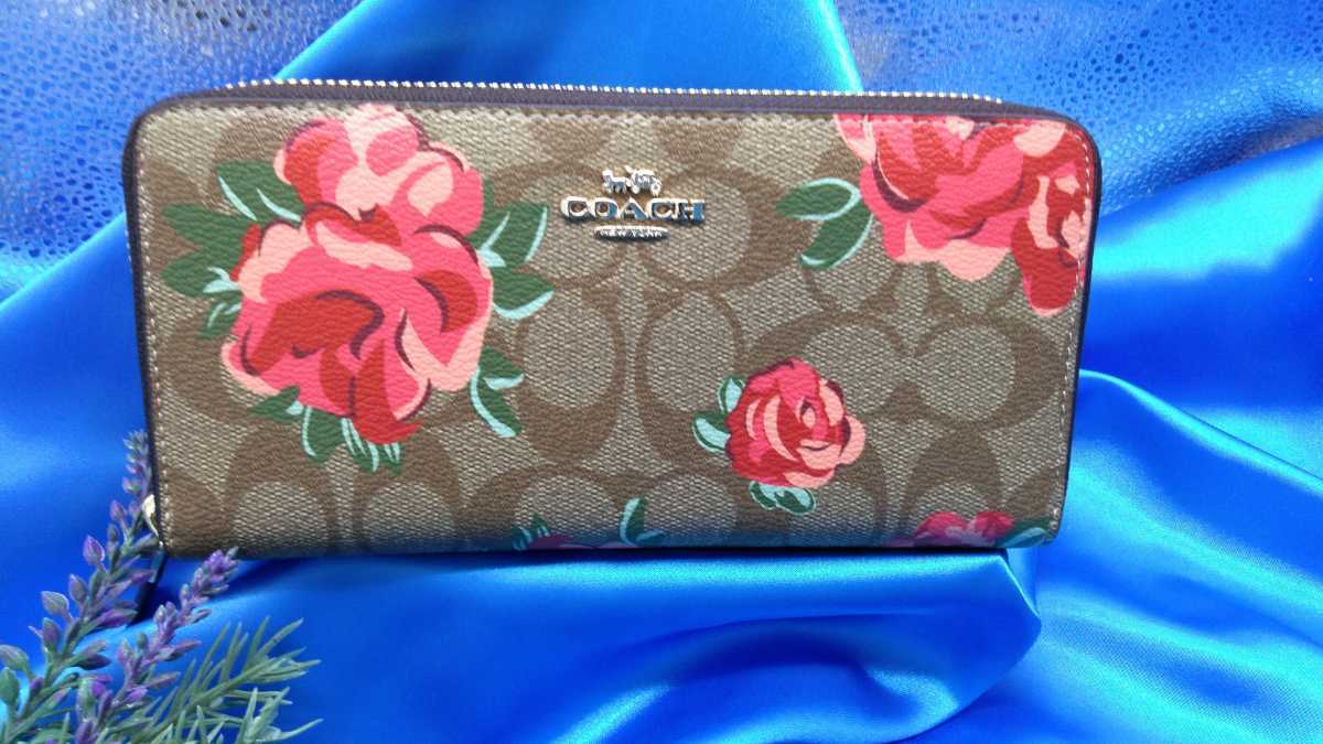 大人気，HOT COACH コーチ アウトレット正規品 長財布 ブラウン シグネチャー 赤バラ 花柄 フローラル(長財布（小銭入れあり）)｜売買されたオークション情報、yahooの商品情報をアーカイブ公開 - オーク 長財布（小銭入れあり）