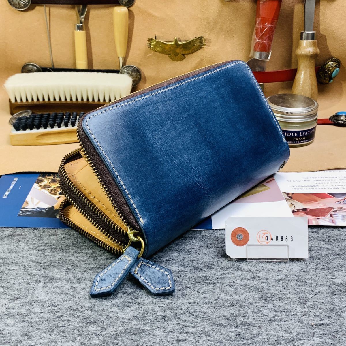 ブライドルレザー メンズ 長財布 ダブルファスナー ダブルジップ