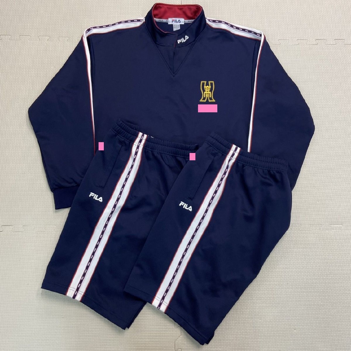 A)YJ007 (中古) 愛知県 新川高校 ジャージ 上下 3点セット /指定品/LL