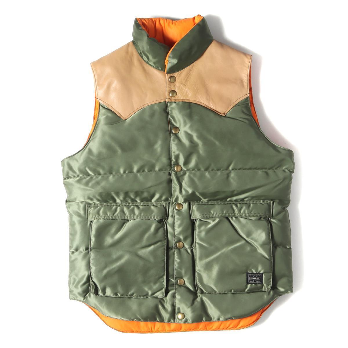 限定セール，正規品 Rocky Mountain ロッキーマウンテン BEAMS ビームス 別注 PORTER ポーター レザーヨーク 襟ボア ダウンベスト オリーブグリーン 36 S(Sサイズ)｜売買されたオークション情報、yahooの商品情報をアーカ Sサイズ