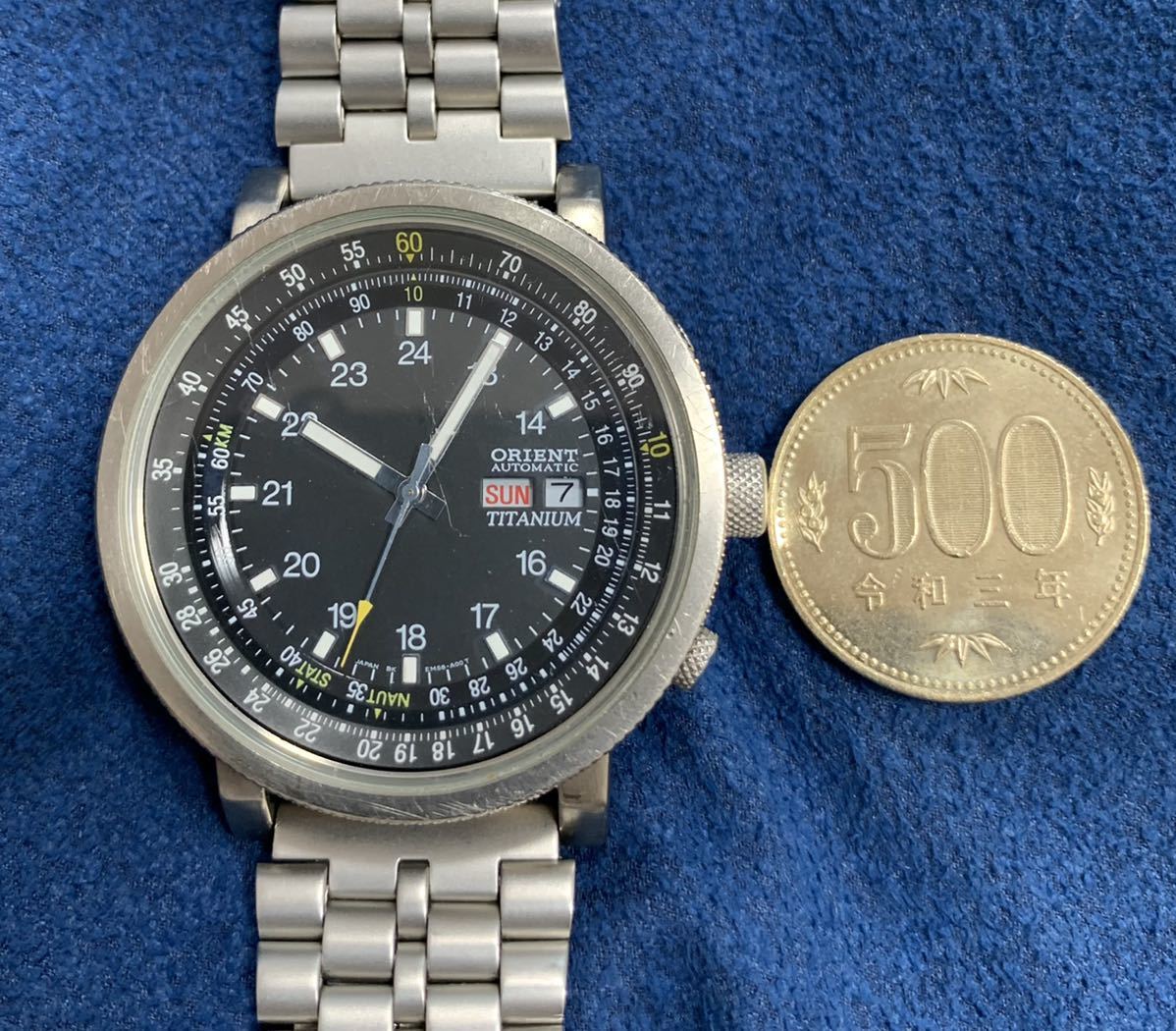 オリエント 稼働 自動巻 チタンケース インナーベゼル EM58-C0 CA
