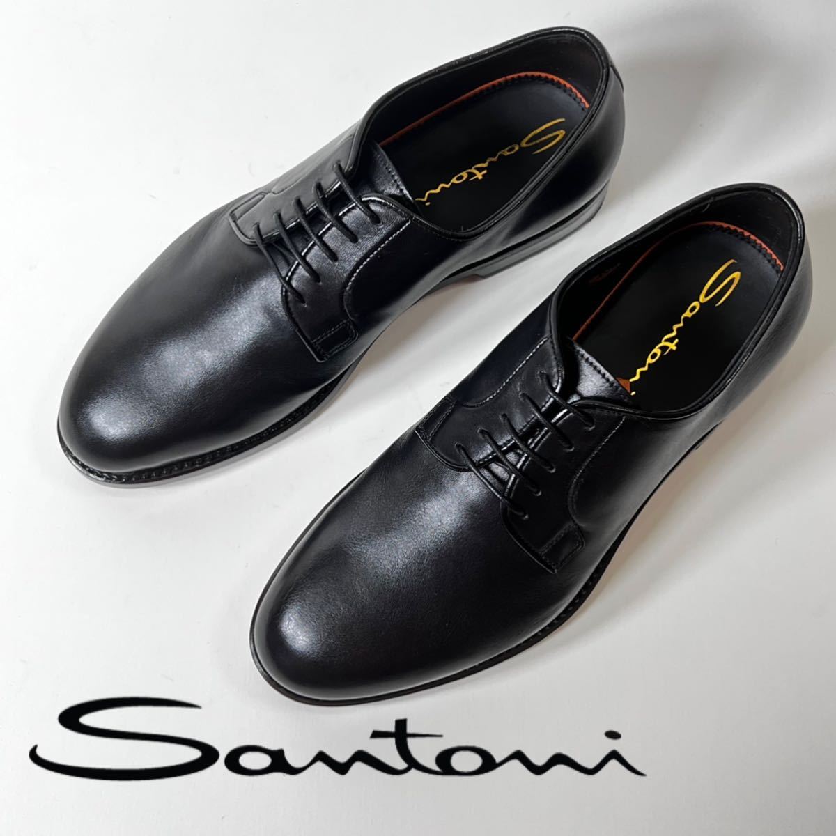 新品US6UK5サントーニ レザーシューズ 233s ブラック グッドイヤー製法