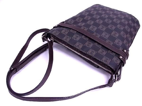 ロエベ　ショルダーバッグ　ポーチ　ブラウン　リピートアナグラム　PVC 1円 LOEWE ロエベ リピートアナグラム PVC×レザー ポーチ付き
