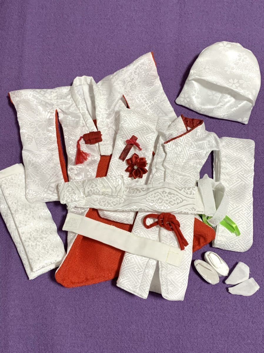 22cmドール 花嫁衣装 桃色×白無垢 正絹 22cmドール 花嫁衣装 桃色×白