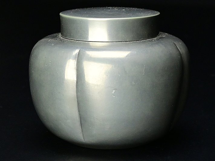 四世 秦 蔵六 造 純錫 製 「小柿」式 茶壺 共箱 y082205 】 煎茶