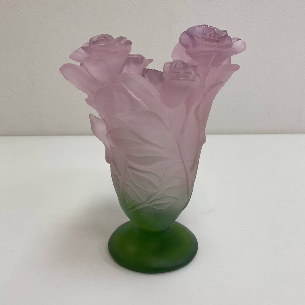 22B0810 Daum ドーム社 SINCE 1878 花瓶 ローズ バラ 03507 フラワー  