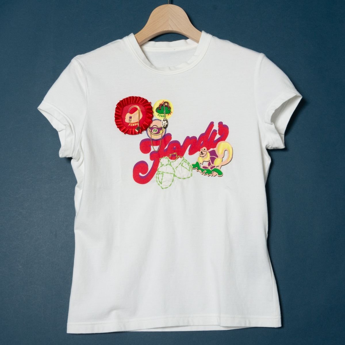 1円スタート】メール便○ FENDI フェンディ クルーネック半袖Tシャツ 