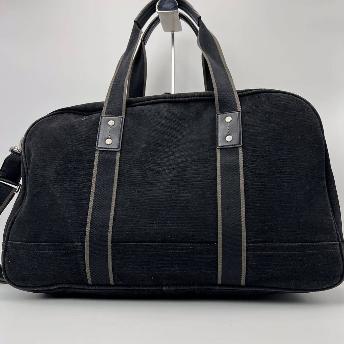 1円 【超高級品】希少 COACH コーチ ボストンバッグ ビジネス トートショルダー キャンバス 大容量 2way ブラック 黒 メンズ ボストンバッグ COACH コーチ 男性用レザー 本革 最