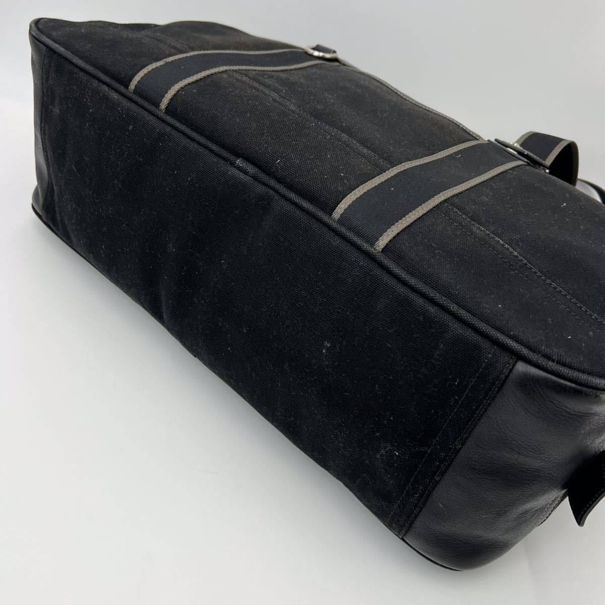 1円 【超高級品】希少 COACH コーチ ボストンバッグ ビジネス トートショルダー キャンバス 大容量 2way ブラック 黒 メンズ ボストンバッグ COACH コーチ 男性用レザー 本革 最