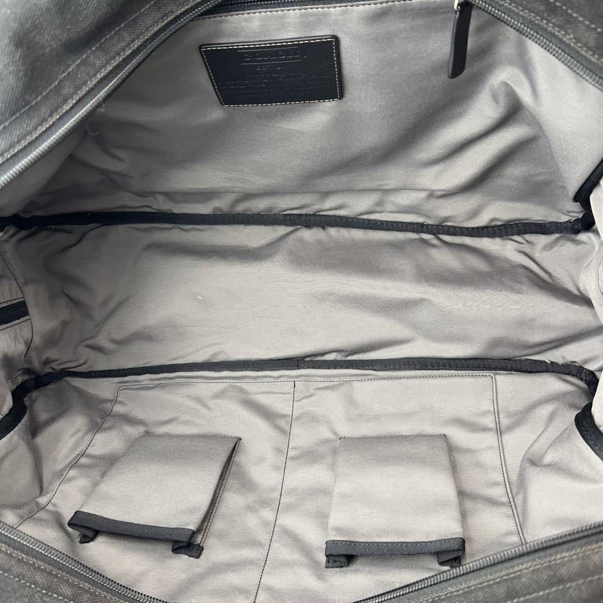 1円 【超高級品】希少 COACH コーチ ボストンバッグ ビジネス トートショルダー キャンバス 大容量 2way ブラック 黒 メンズ ボストンバッグ COACH コーチ 男性用レザー 本革 最