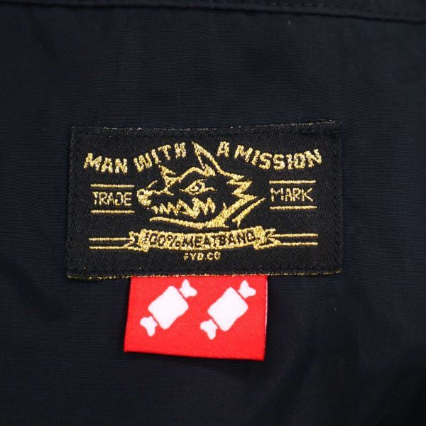 MAN WITH A MISSION マンウィズアミッション スメルスライクイイ肉★ ナイロン コーチジャケット Sz.M　メンズ 黒　G2T02557_8#O A WITH MAN Wikipedia ＭＡＮ U