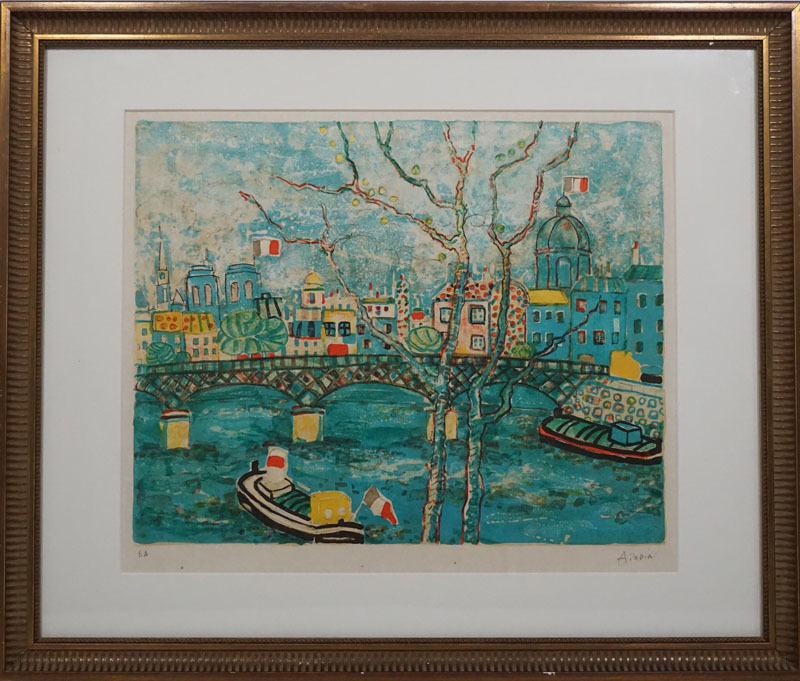 ポール アイズピリ（花）カラーリトグラフ 本物保証 直筆サイン F67