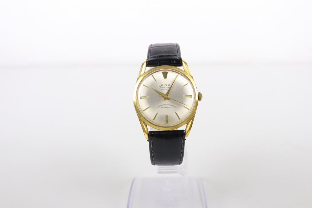 ROX immortal 腕時計 21JEWELS 21石 SWISS スイス製 Black ブラック ゴールドカラー 時計 おしゃれ アクセサリー ファッション 004JGNO98