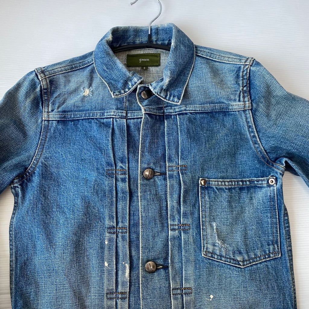 現HYKE green ダメージ加工デニムジャケットサイズ1 green（Gジャン