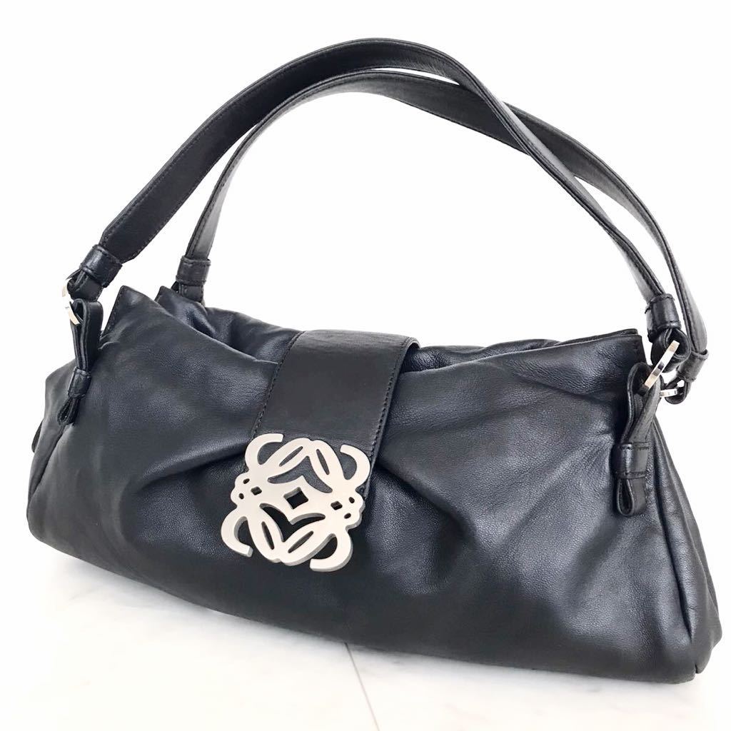 極美品 LOEWE ロエベ アナグラム ナッパレザー タッセル ケース LOEWE ロエベ ナッパレザー ハンドバッグ アクセサリーポーチ
