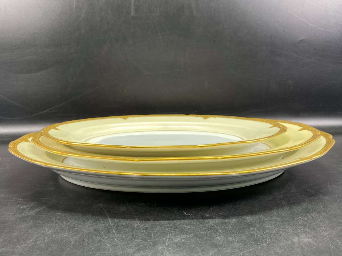 8＃J/X2842 オールドノリタケ Noritake GOLDALDO 金彩 皿 楕円皿 3点 _