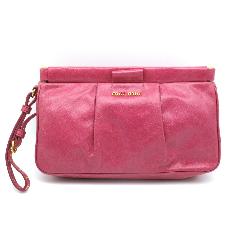 クラッチバッグ ミュウミュウ MIU Miu MIUMIU レザー ミュウ