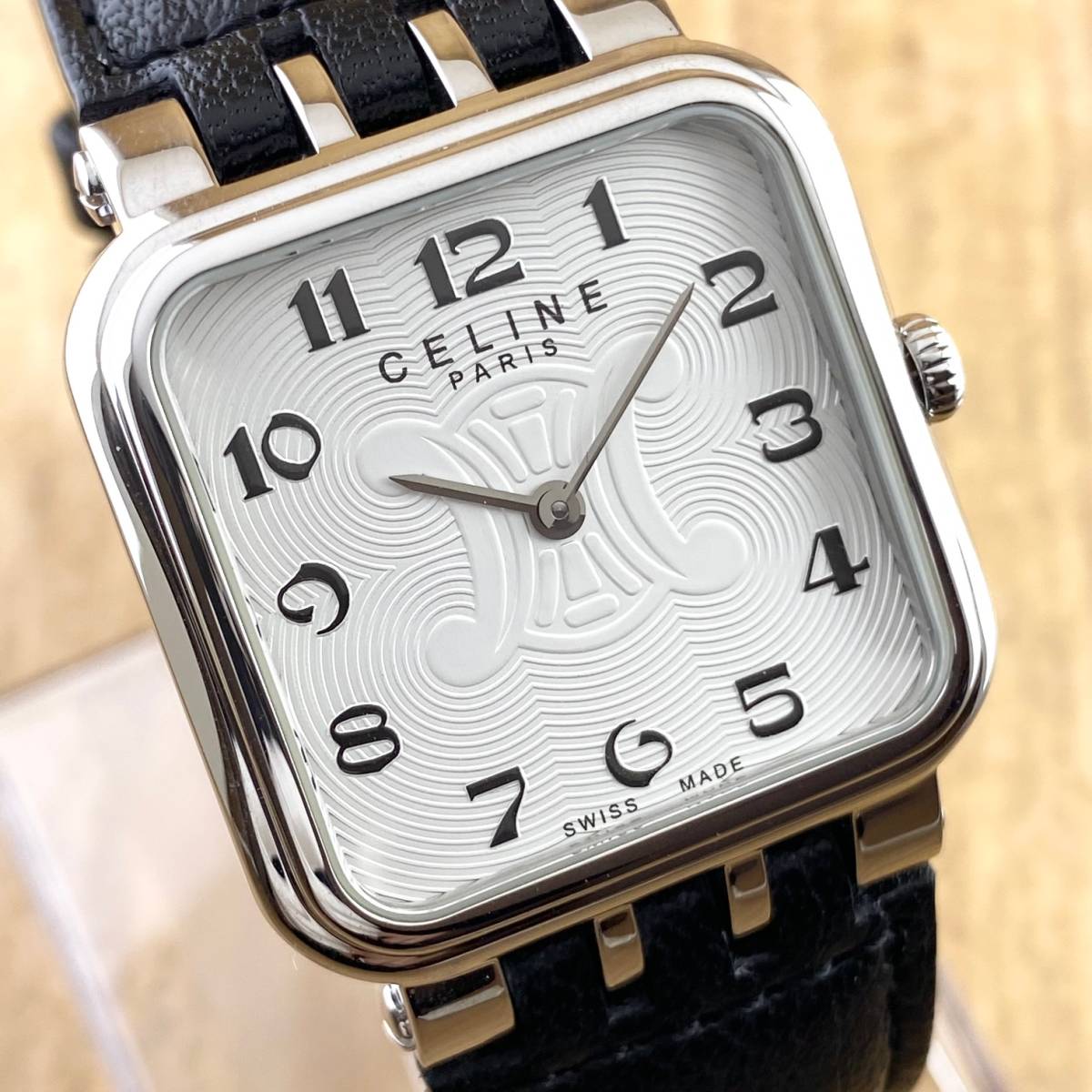 1円箱付】CELINE セリーヌ 腕時計 メンズ ホワイト文字盤 スクエア