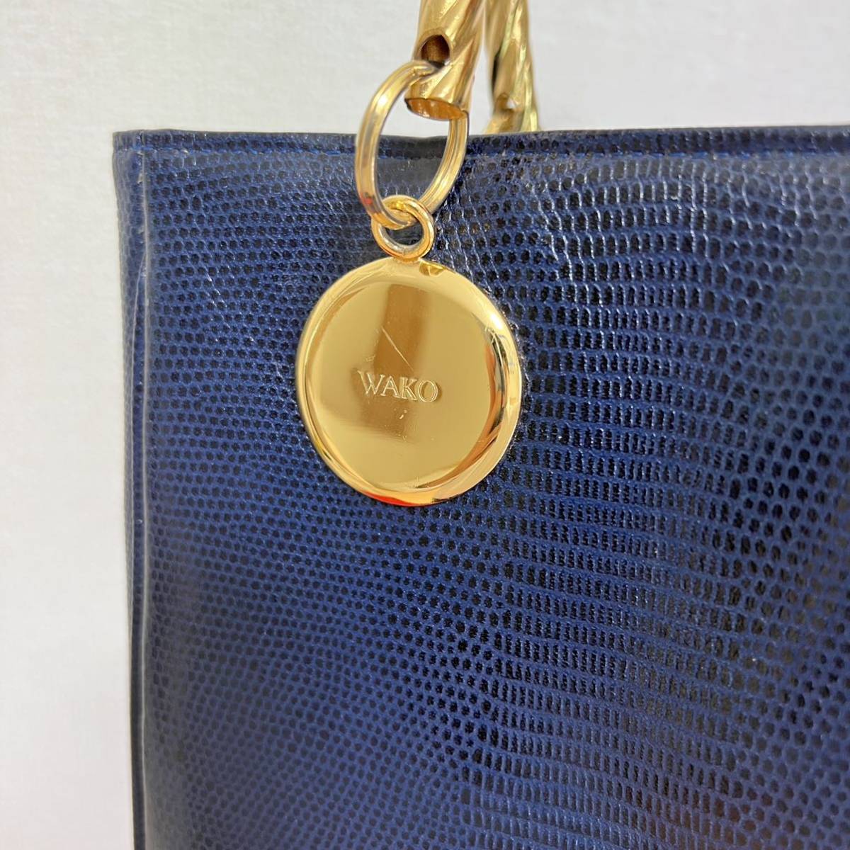 銀座和光 Ginza WAKO ハンドバッグ リザード型押し ゴールド金具 