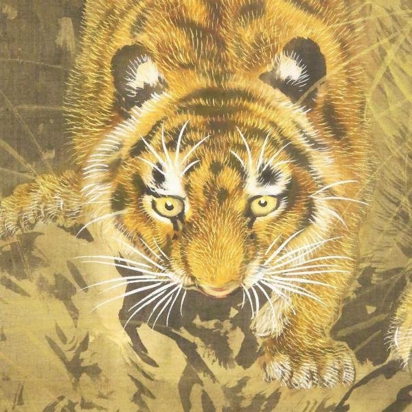 真作】【WISH】三尾呉石「静中有動」日本画 金泥仕様 掛軸 絹本 共箱