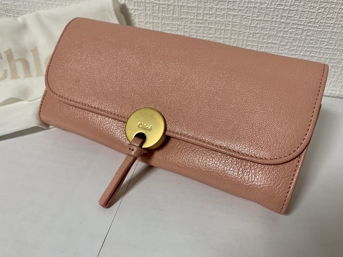 クロエ　レザー　インディ　2つ折長財布　ピンク