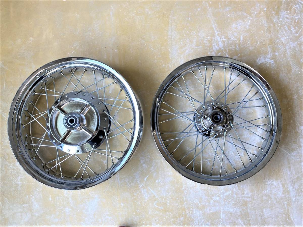 ゼファーχ メッキ スポークホイール/車検対応ZR400G前後18インチBEET 