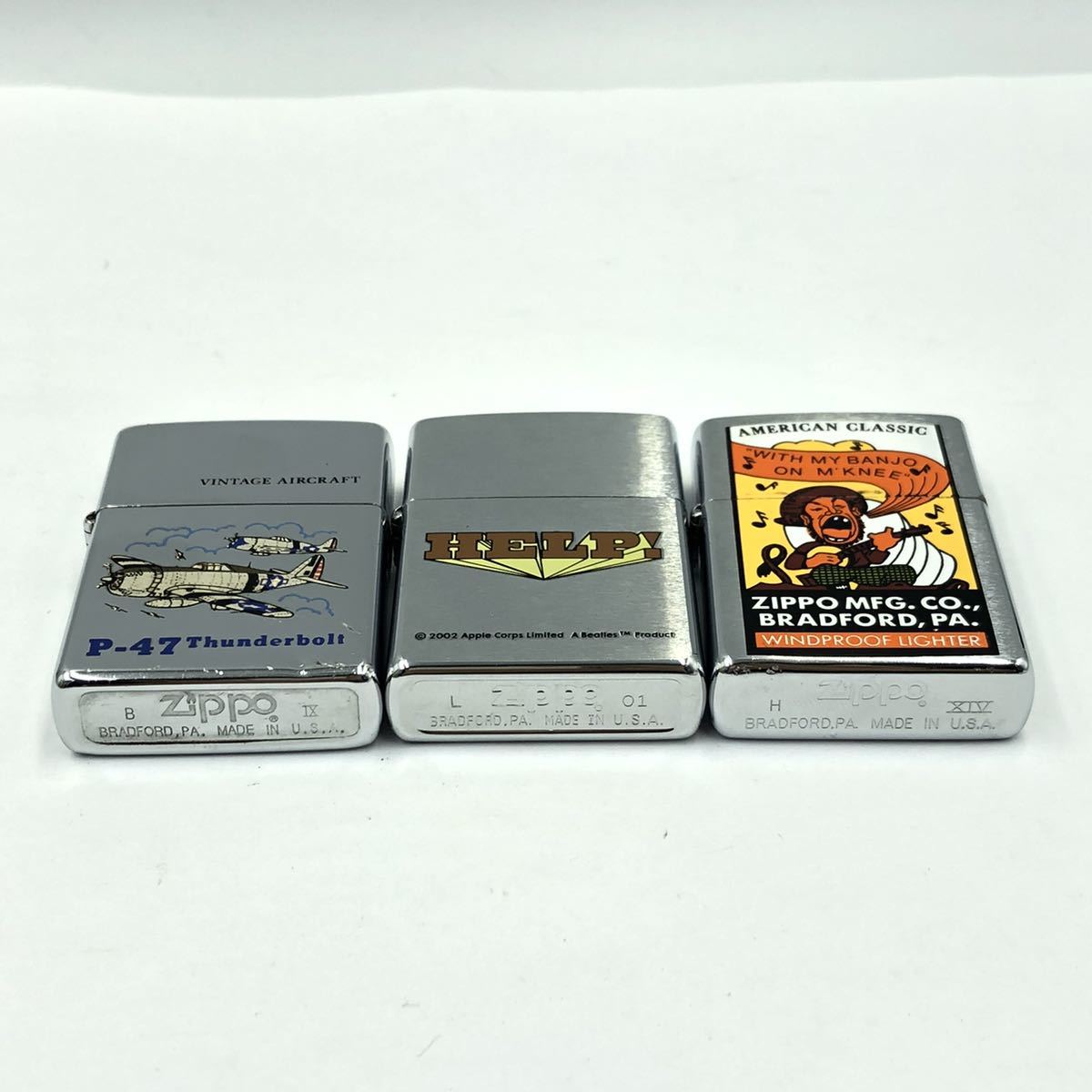 9.9 TK-T8☆ZIPPO 3点まとめ☆オイルライター/シルバー系/片面デザイン 