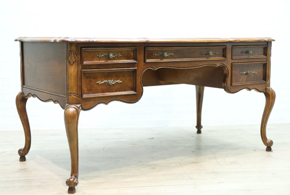 ■【F1110】★地域限定販売品★デスク★机★猫脚デスク★書斎机★クラシカルデスク★ヨーロピアン★