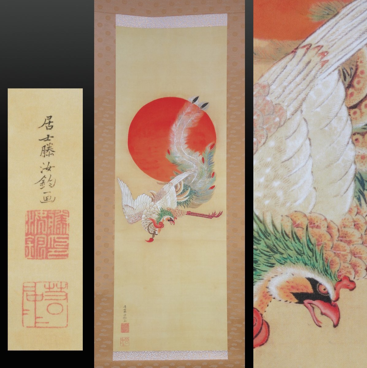 真作】日展会員 能島千明 共シール『ささゆり』日本画 紙本に岩絵具