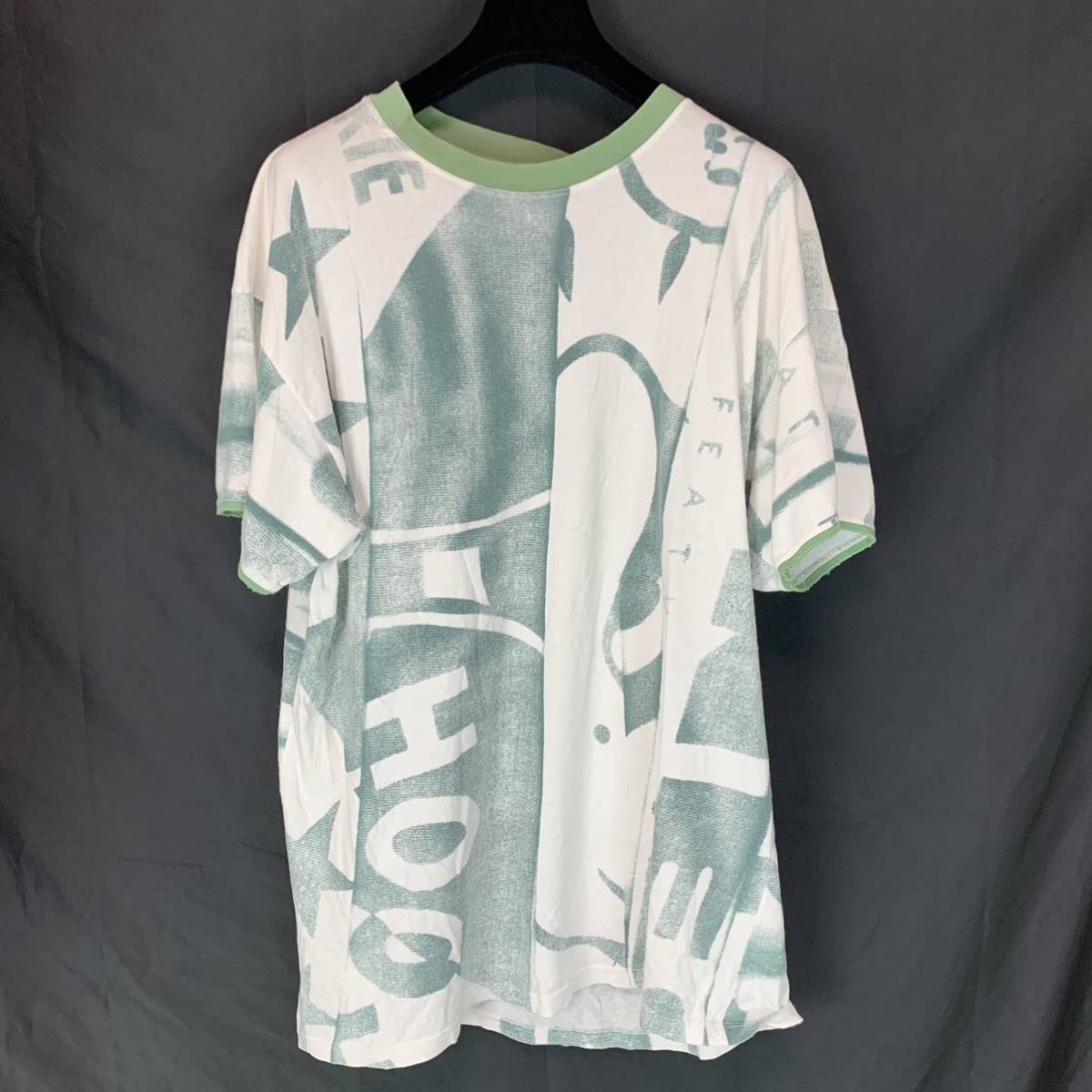 驚きの破格値，送料無料 p98 MM6 Martin Margiela マルタンマルジェラ Tシャツ トップス 半袖Tシャツ 総柄 カットソー グリーン S イタリア製 ユニセックス 正規品(半袖Tシャツ)｜売買されたオークション情報、yahooの商品情 男性用