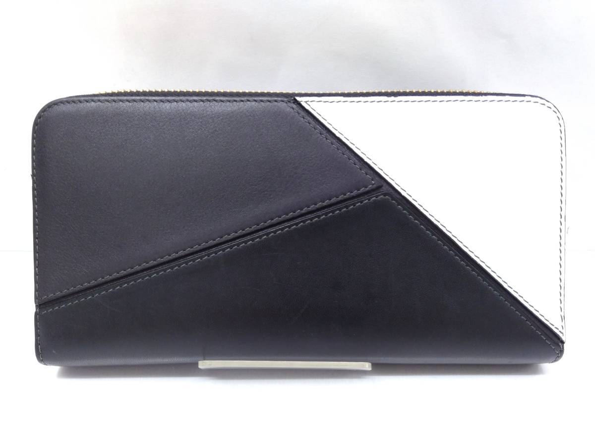 箱 保存袋付 LOEWE ロエベ パズル ラウンドファスナー 長財布 黒系 
