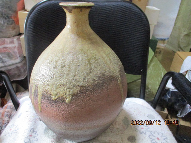 丹波焼 大上昇 立杭 時代物 花瓶 四耳壺 華道具 花器 飾り壺 在銘 古玩 丹波焼 大上昇 立杭 時代物 花瓶 四耳壺 華道具 花器 飾り壺