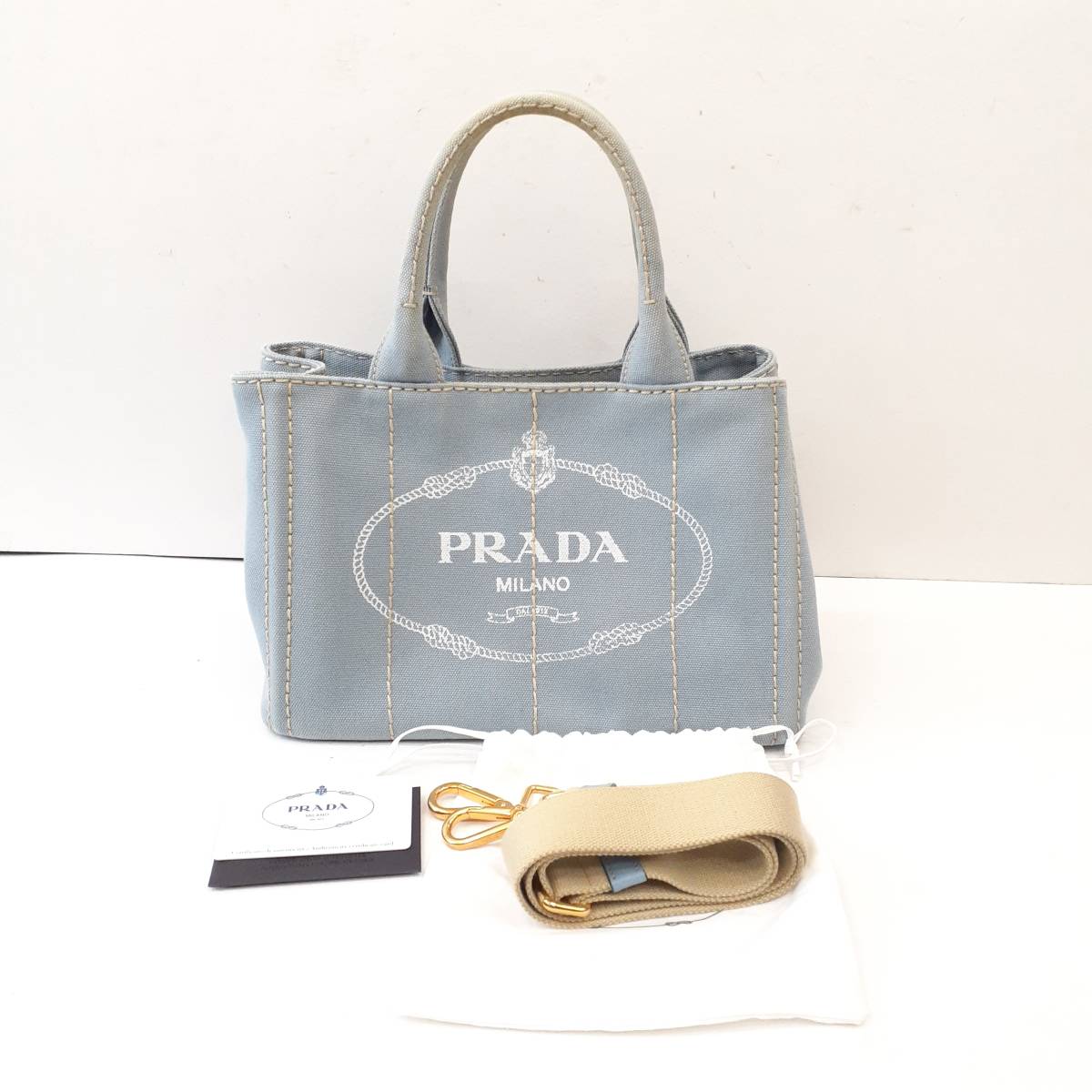 □【ギャラ付】PRADA プラダ カナパ ライトブルー 1BG439 2Way □【ギャラ付】PRADA プラダ カナパ ライトブルー 1BG439 2Way
