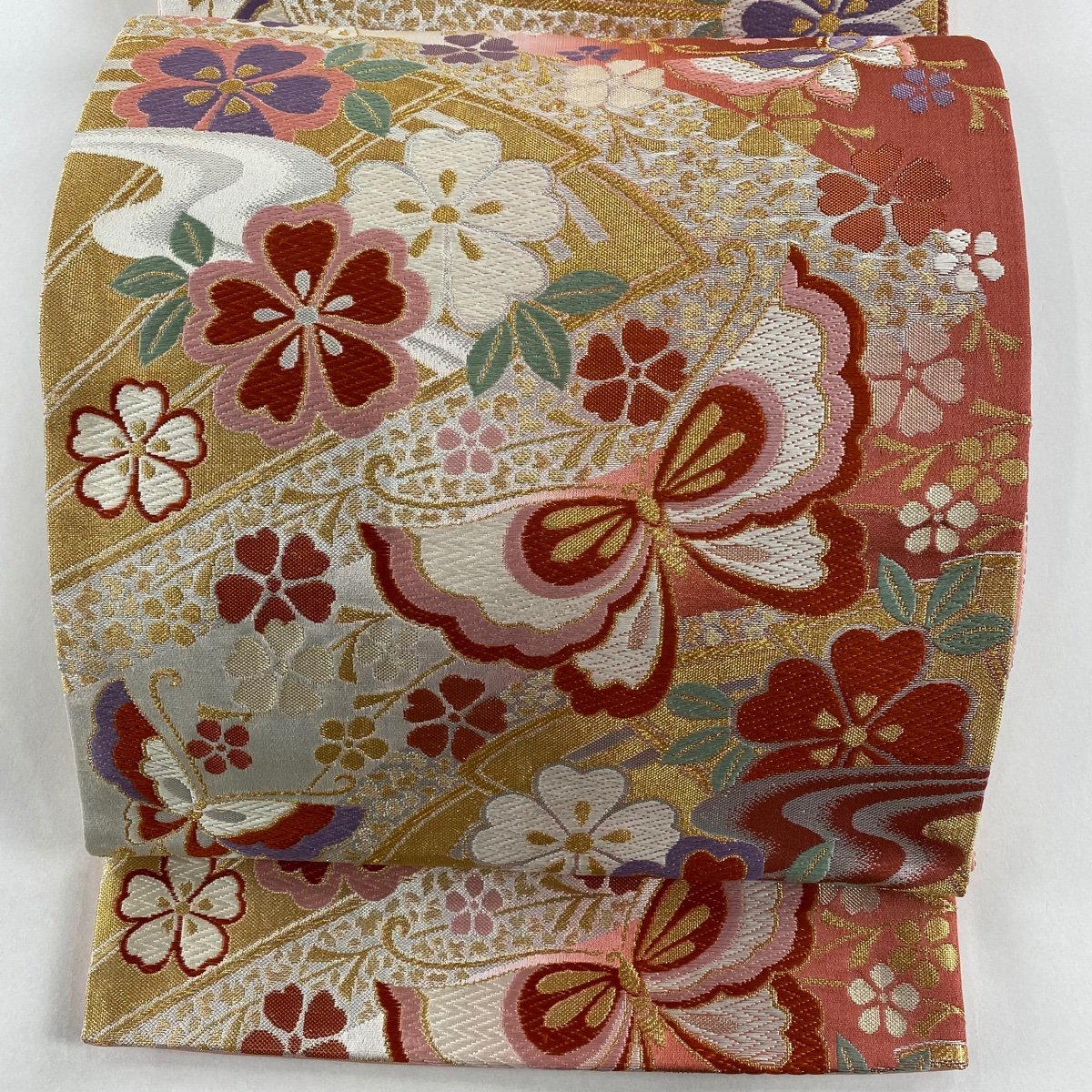 驚きの破格値，定番 競ナビ 袋帯 秀品 蝶 桜 ピンク 六通 正絹(仕立て上がり)｜売買されたオークション情報、yahooの商品情報をアーカイブ公開 - オークファン 仕立て上がり