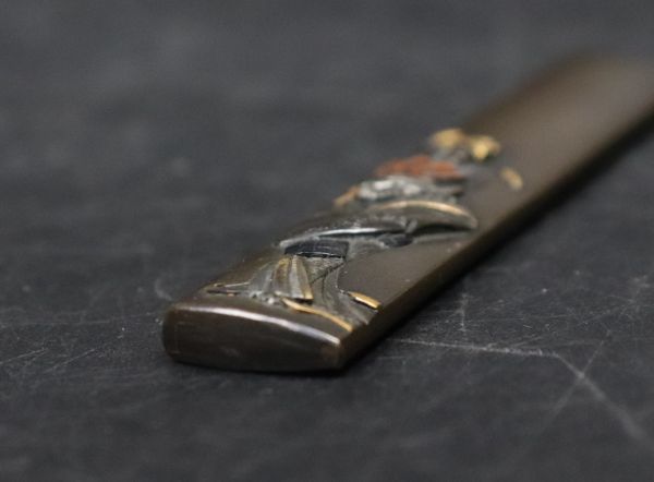 時代武具 刀装具 鍾馗鬼図高彫金銅象嵌 小柄 TT080