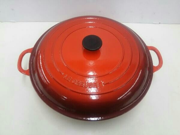  LE CREUSET ル クルーゼ 両手鍋 30cm 赤 レッド 傷有り 付属品は画像のものが全て(両手鍋)｜売買されたオークション情報、yahooの商品情報をアーカイブ公開 - オークファン 両手鍋