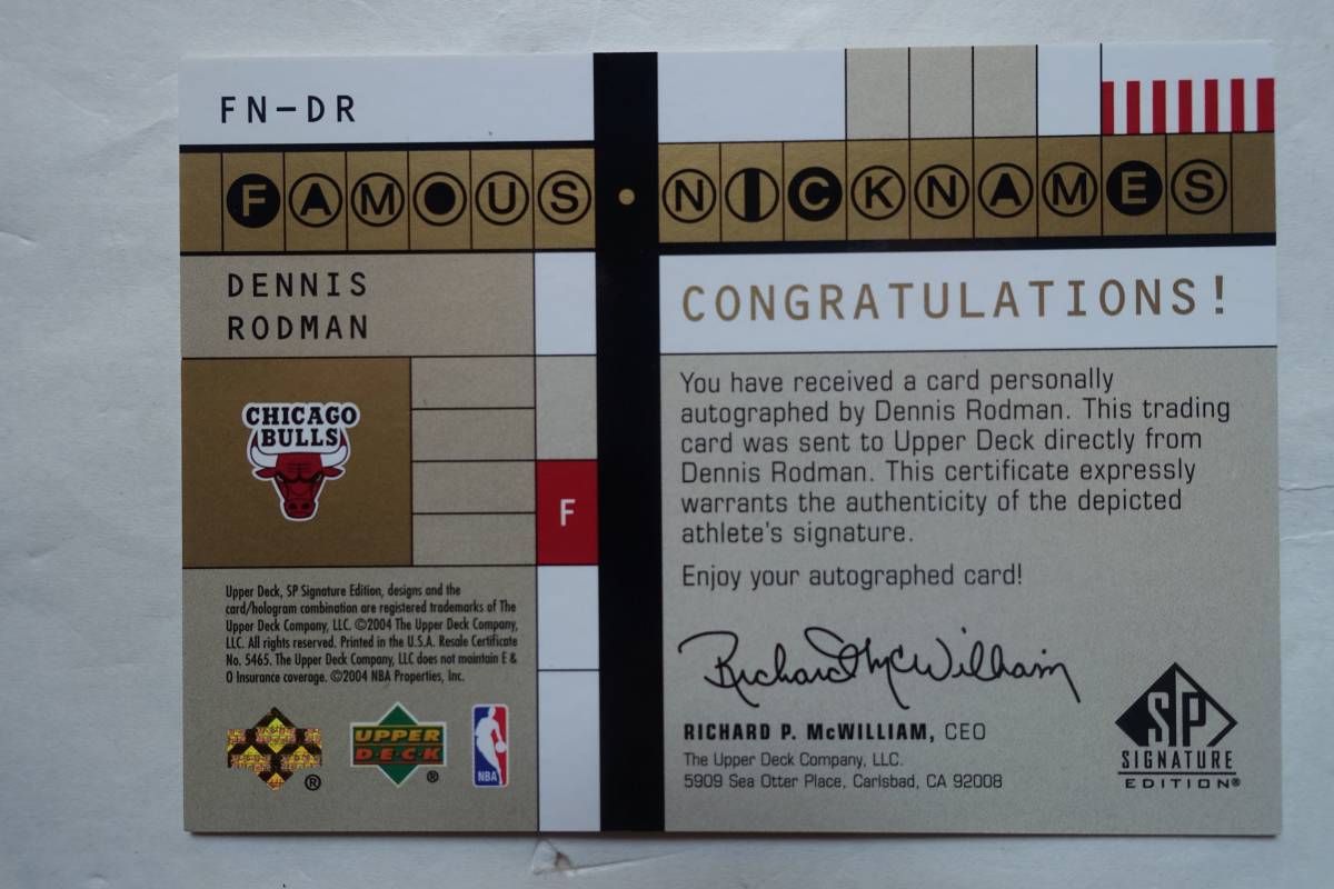 Dennis Rodman 2003-04 SP Signature Edition Famous Nicknames "The Worm" #044/100 Signature Dennis 2003-04 Signatures 0 2003-2004