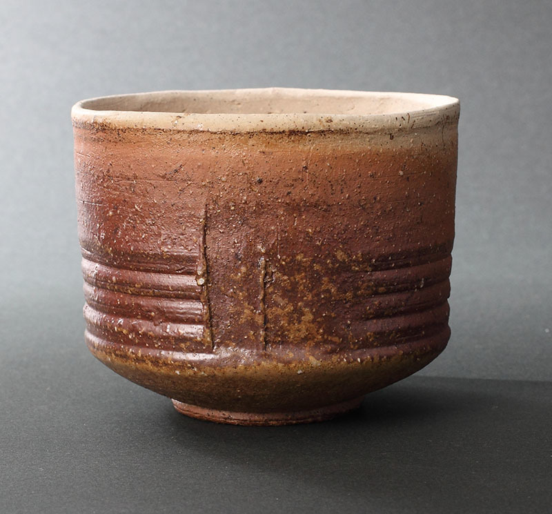 森千晃（陶岳の子） 備前茶碗 共箱（茶道具 陶磁器 陶芸 備前焼 森陶岳