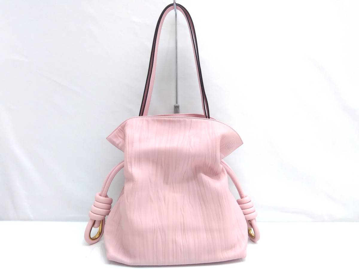 LOEWE ロエベ ショルダーバッグ 巾着型 ピンク系 2WAY レザー 