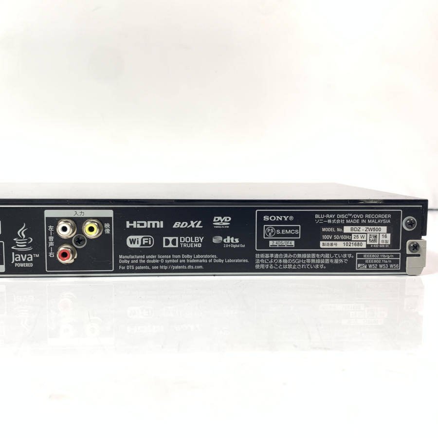 SONY BDZ-ZW500 HDD/BDレコーダー B-CAS付き 2016年製●現状品 BDZ-ZW500 ソニー SONY 山柴水明さん専用です！SONY 2017年製○ジャンク品 HDD500GB