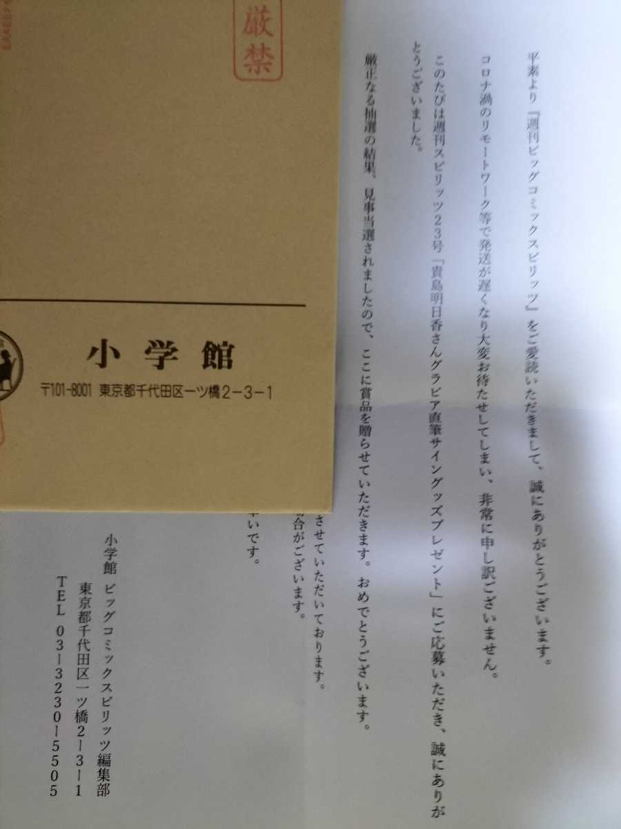 週刊ビッグコミックスピリッツ 貴島明日香 （キジマアスカ） 直筆