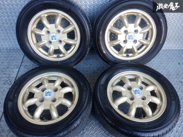 入手困難！！ スバル純正 OP オプション ゴールド MINILITE ミニライト 13インチ 4J +45 4穴 PCD100 155/65R13 4本 R1 RJ1 RJ2 R2 RC1 RC2