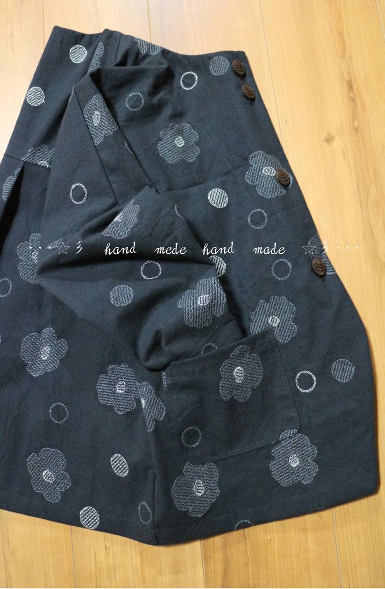 hand　made♪cotton&リネンflower刺繍ノーカラーショート丈ジャケット♪ hand | made♪cotton&amp;リネンちび襟シャツ♪ 台湾 方さん手作り藤の花刺繍リネン携帯小物ポケット 母の日